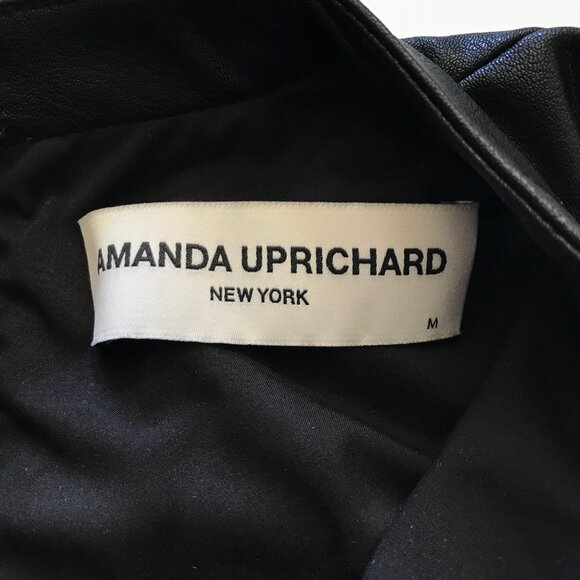Amanda Uprichard Faux Leather Mini Dress Womens Medium Black Sleeveless Shift - Picture 5 of 13